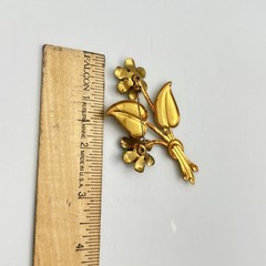 Large Vintage Gold Tone Flower Bouquet Brooch Pin Aqua Blue Lucite 1940s 1950s