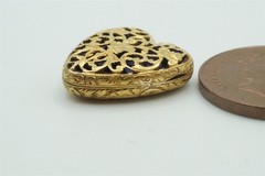15K GOLD BLUE ENAMEL HEART LOCKET PENDANT c1840 – ANTIQUE ENGLISH