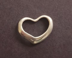 Vintage Sterling Silver Open Heart Pendant .75 in
