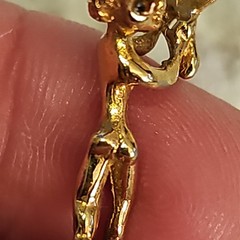 CYVRA Vintage Pendant Fairy Cherub Pixie Looking In Mirror Gold Tone Rare Signed