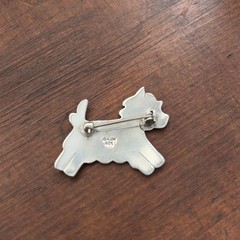 VTG AJH Dog Brooch 1.25in Swirl Enamel 925 Sterling Anne Jane Harvey Shih Tzu ?