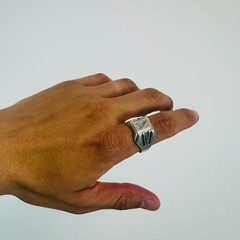 USSR Vintage Men’s Silver 916 Signet Ring with Star Hallmark Size 11.25