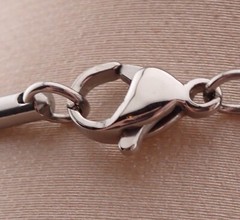 VTG 1990’s Silver Tone Stainless Steel Snuff Screw Top Pink Crystal 21″ Necklace