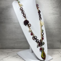 VTG Signed Erickson Beamon Runway Statement Necklace Flower Swirl Glass Pendant