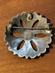 Vintage M. Ocampo Taxco Mexico Sterling Silver 925 Flower Brooch Pendant Inlay