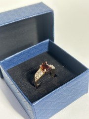 Vintage Red Cubic Zirconia Ring Gold Plated Womens Size 6