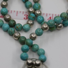 Heavy Turquoise and Silver Beaded Pendant Necklace Sterling Silver