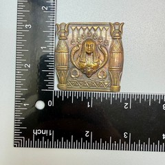 Vintage Egyptian Revival Brooch Art Nouveau Sphinx Goddess Brass Tone