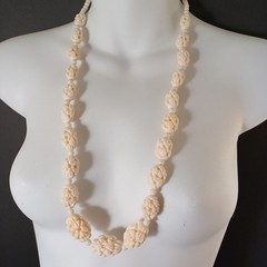 Vintage Off White Plastic Faux Bone Necklace 30in