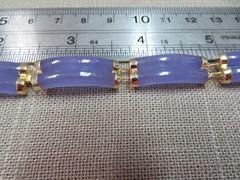7″ HN 14k Yellow Gold Lavender Jade Double Row Bangle Bracelet