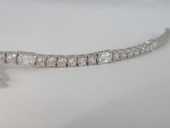 Vintage Sterling Silver 925 Baguette Cubic Zirconia Tennis Bracelet 7″