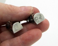 Estate Vintage Eagle 3 N A Taxco Mexico Sterling Silver Screw On Dangle Earrings