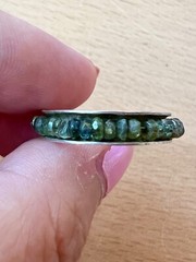 VINTAGE DESIGNER ROUGH GREEN TOURMALINE ETERNITY SPINNER BAND RING 925 STERLING