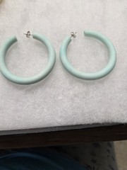 Vtg pastel blue lucite pierced Hoop Earrings