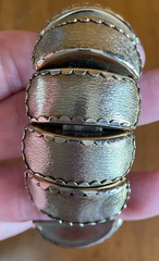 Vintage Statement Goth Rock Brutalist Aluminum Alloy Segmented Cuff Bracelet