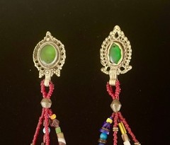 Unique Vintage 1980s 5.5” Length Hand Beaded Earrings Handmade in Africa
