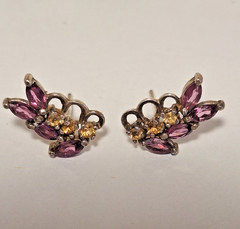 Lot of 5 Vintage Unbranded Rhinestone & 1 Gemstone Fashion Earrings