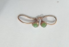 Vintage Earrings Nephrite Stone Gilt silver 875 test star children’s Jewelry