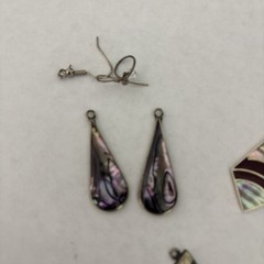 Signed Vintage Alpaca Mex Abalone Mother of Pearl & Black Enamel Inlay Bundle