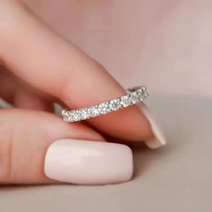 1.20t Round Cut Lab Created Diamond 925 Silver Engagement/Wedding Eternity Band