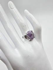 Women’s Silver Tone Oval Amethyst Natural Stone Purple Women’s Ring Size 6