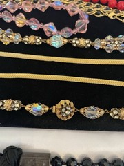 VTG NECKLACE LOT Rhinestones AB Pink Clear Red Black Gold Tone VOGUE NAPIER