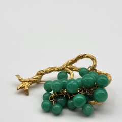 Incredible Bonsai Willow Brooch pin Jade Glass MCM Estate Jewelry Ivy
