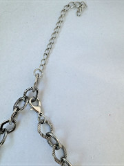 y2k 1990 2000s Modernist chunky Jewelry VTG Blue Silver textured metal necklace