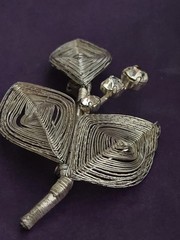Vintage Sterling Silver Wire Wrapped Floral Flower Brooch Pin 2.5 In. Brooch