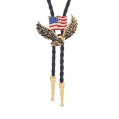 Hlympony Vintage Bolo Tie For Men Western Cowboy Cowgirl Rodeo American Flag