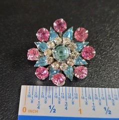 Vintage Czech Glass Mosiac Brooch