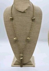 Tassel necklace 28 in CLASSY Deco Link Fringe Gold tone Tassel Vintage