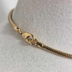 Unbranded Statement Necklace Gold Tone Snake Style Link Chain & Blue Glass Beads
