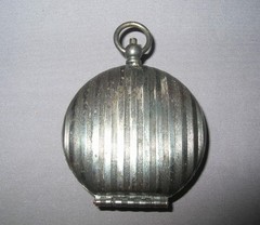 Antique Edwardian Deco Gunmetal Gun Metal Compact Chatelaine Pendant