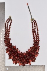 Yosca Vintage Amber Lucite Bead Cluster Statement Necklace Bib Signed 80s Bin3B