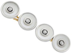 1920’s 0.24 Ct Diamond 18k Yellow Gold and Hardstone Cufflink and Stud Set