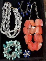 Vintage 60s-90s Lucite Glass Beads Plastic Modern Retro Necklaces Jewelry Lot 10