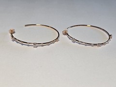 Sterling Silver Rose Gold Vermeil Large Hoop Earrings Marked JCL 925 CZ