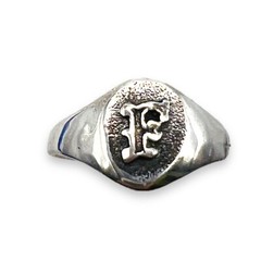 Vintage Initial Letter F Signet Oxidized 925 Sterling Silver Child Ring Size 3