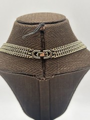 Vintage MONET Necklace Retro MCM 3 Strand Silver Toned Statement Layered Signed