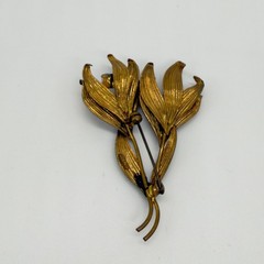Vintage Austria Brooch Gold Tone Flower AB Rhinestones 2.5 Inches