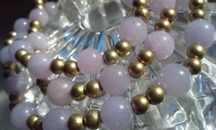 Set of 3 Icy Jade Jadeite Bead Necklaces Green Lavender Yellow Gold Tone Plate?