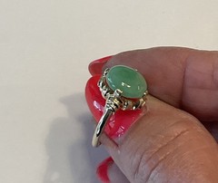 Vintage 14K Yellow Gold 9.5mm Light Green Jade Jadeite Ring 2.63 gr Size 5 1/2