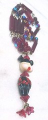 SALE! GEISHA LAMPWORK ART GLASS PENDANT VTG GLASS BEAD WIRE NECKLACE SET OOAK