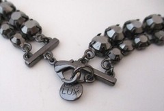 Vintage MASSIVE CAROLEE LUX Gun Metal Grey Statement Necklace 6710