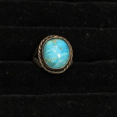 Lot of 5 Vintage Silver Turquoise Rings Size 5-5.5
