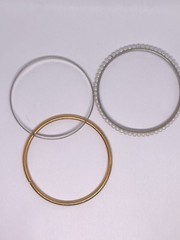 Vintage Bangle Bracelet Set of 3 Faux Pearl Gold Tone Silver Tone Stackable Bang