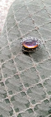 Vintage Art Deco Sterling Silver Brooch with Dragons Breath Fire Opal Cabochon B
