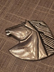 Vintage Laurel Burch Wild Stallion Art Deco Inspired Silver Tone Horse Brooch