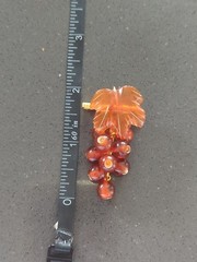 Vintage Russian Gold Filled Amber Leaf Grape Cluster Brooch Pin F227
